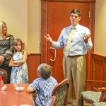 SAU alum and new Magnolia School District Superintendent John Ward speaks to guests at the welcome reception this summer at the SAU Reynolds Center.